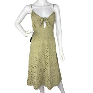 NWT Express Midi Dress Sleeveless Babydoll Eyelet Fairy Grunge Sage Green Sz XS